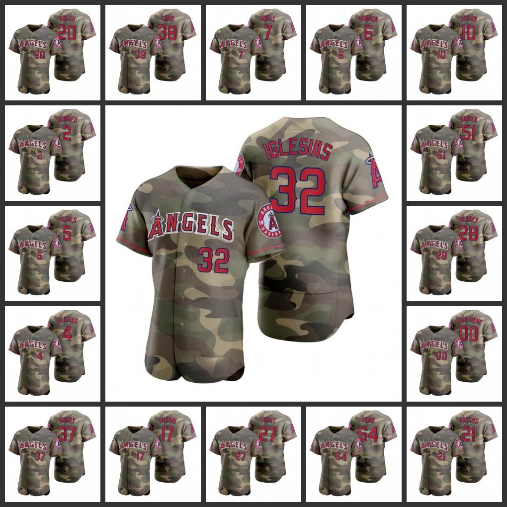 

Los Angeles's Angels Men Women Youth #28 Andrew Heaney 27 Mike Trout 17 Shohei Ohtani 6 Anthony Rendon Custom Camo Authentic Armed Forc, Black