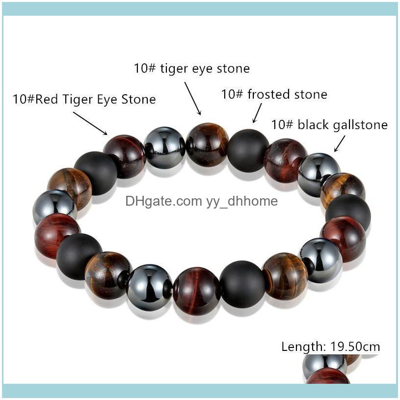 

Link, Bracelets Jewelrylink, Chain Fashion Tiger Eye Hematite Black Obsidian 10Mm Stone Bracelet Mens Women Summer Exquisite Gift Pulseira D
