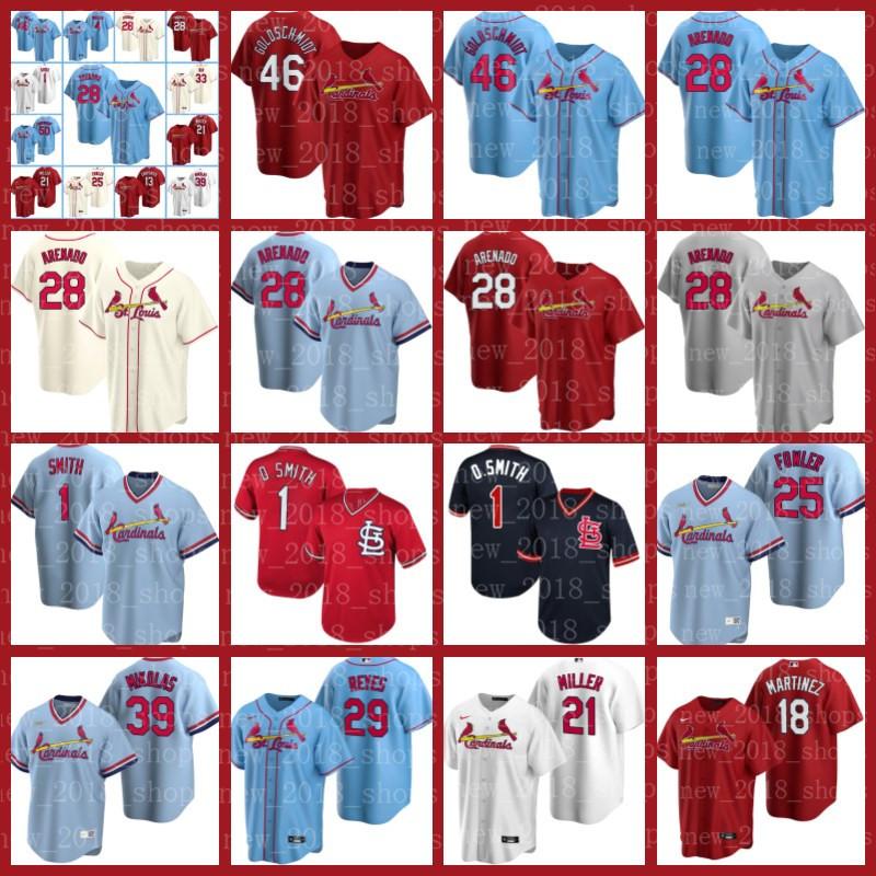 

St. Louis Cardinals Jersey 28 Nolan Arenado 46 Paul Goldschmidt 4 Yadier Molina 1 Ozzie Smith Dexter Fowler Andrew Knizner Baseball, Blue;black