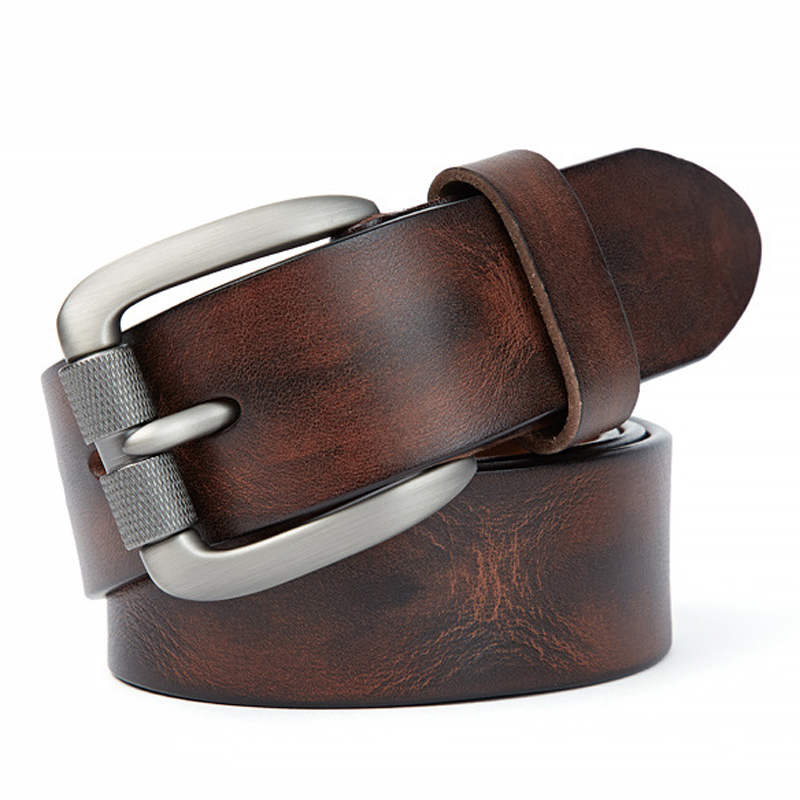 

2021 New 100% Alloy Pin Buckle Men Belt Personality Choice Cowhide Male Strap Waistband Gift 85lo, Black