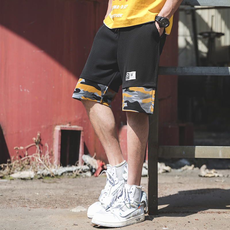 

2021 New Summer Streetwear Baggy Cotton Mens Harajuku Big Pockets Sweatshorts Korean Fashion Couple Japan Shorts Plus Size Zt3k, Black
