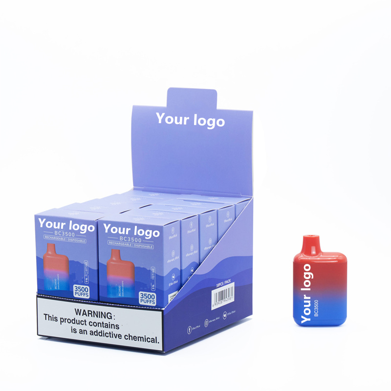 

BC3500 BC5000 Disposable Pod Device Kit E cigarettes 3500 Puffs 650mAh rechargeable Battery 10ml Vape PEN BOX