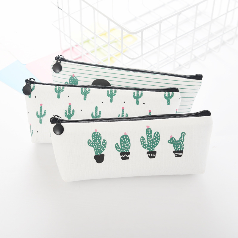 

Korea Fresh Creative Little Cactus Canvas Simple Pencil Case Primary School Stationery