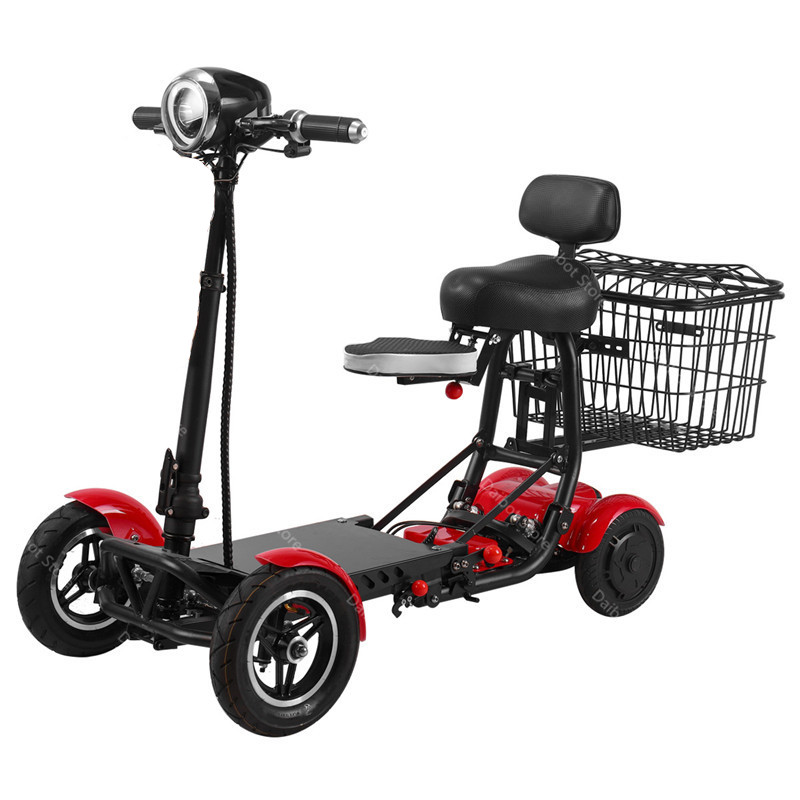 EU Stock 10 Inch Electric Mobility Scooter Foldable 4 Wheels Electrics Scooters 250W Dual Motor Electric Scooter-Skateboard Adults With Bady Chil-image-724461920