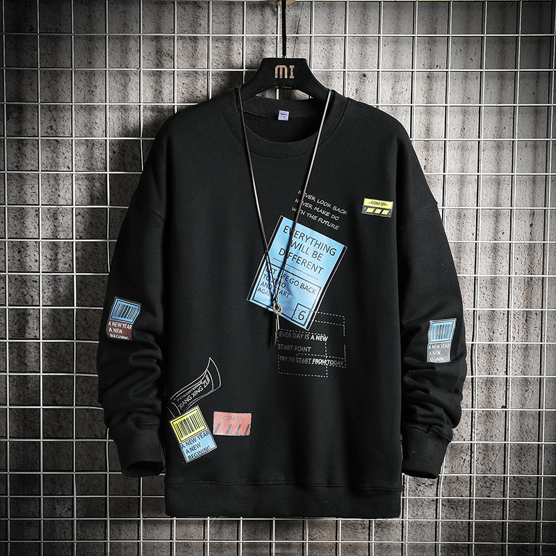 

2021 New Male Hoodies Autumn Hip Hop Harajuku Shredded Streetwear Sweatshirt with Black Hoodie Mn14