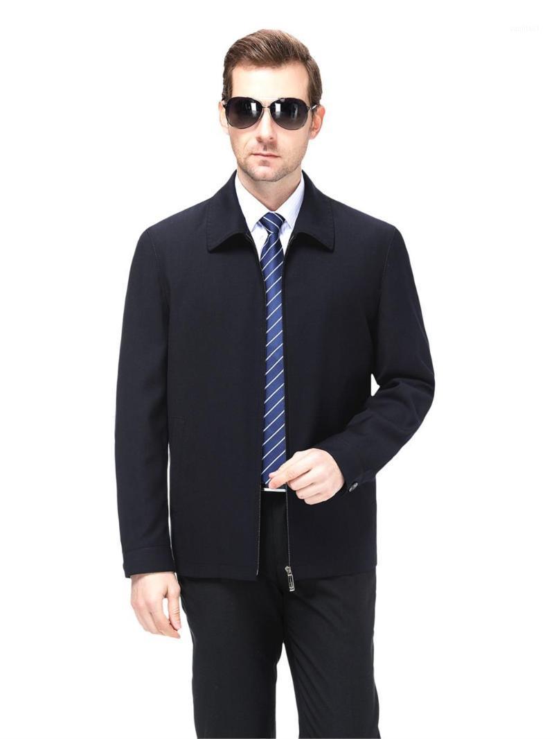 

Men's Jackets High Quality Middle-aged Jacket Plus Size Windbreaker 2021 Spring Clothing Casual Turn-down Collar Zip Coats, Navy blue