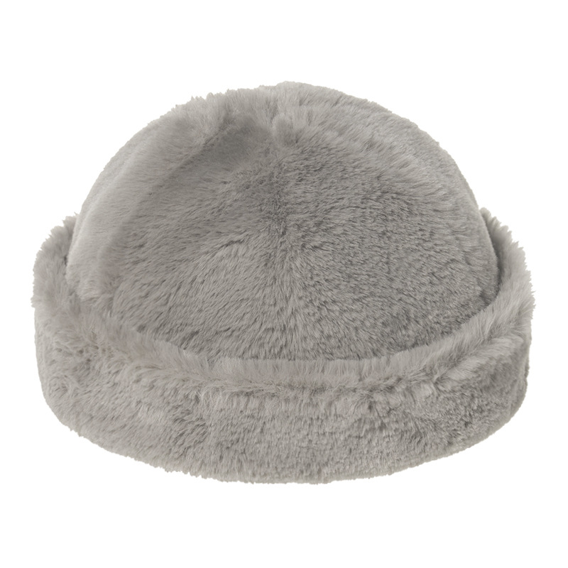 

Autumn Winter Japanese Lambswool Chinese Landlord Hat Womens All-Match Plush Thickened Beret Handsome Warm Skullcap Mens Fashion No. 1, Black