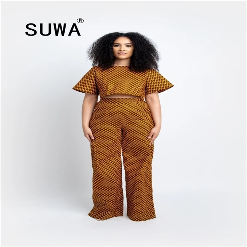 

Women Sets Clothes Summer Tie Dye Short Sleeve Pullover T-Shirt Top High Waist Wide Leg Pants Trousers Elegant Work Wear 210525, Green