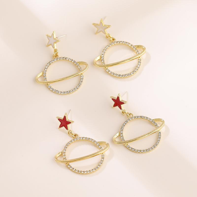 

Dangle & Chandelier Arrivals Universe Planet Star Earrings For Women Fashion Jewelry Girl Gift Korean Stud Cute Crystal Earring