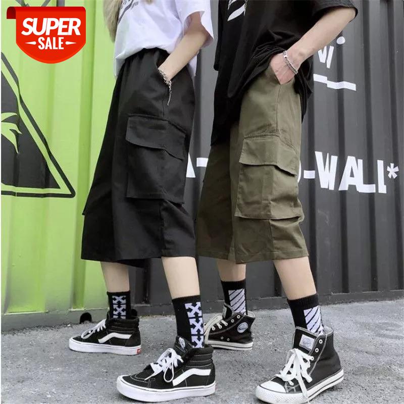 

knee / Calf Length pants Cargo Short Pants Plus Size Causal Loose Pants Cotton Woman High Waist Elastic band for Female #Dq7f, Black;white