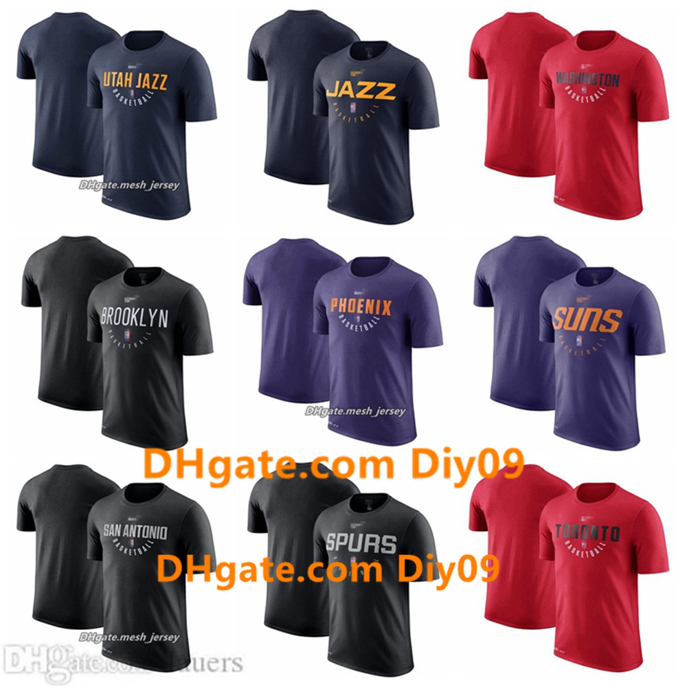 

Men Brooklyn Nets Phoenix Suns Spurs Toronto Raptors Washington Wizards nba Practice Performance T-Shirt, Gray;blue