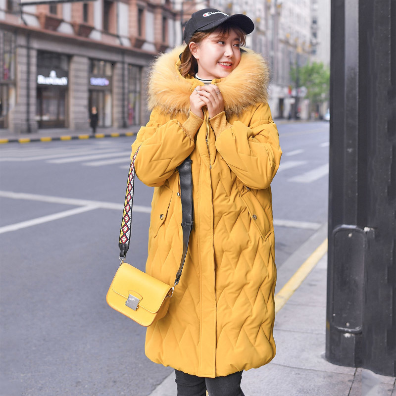 

2021 New Winter Jacket Women Hooded with Fur Collar Cotton Padded Female Long Parka Coat Chaqueta Mujer Invierno Pp182 Dbbx, Black