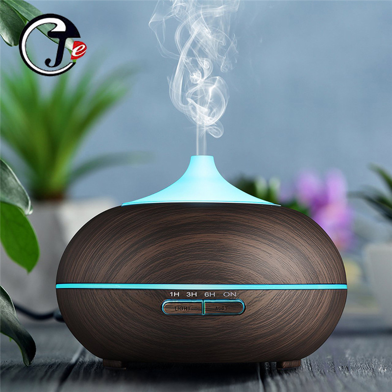 

550ml Air Humidifier Wood Remote control Electric Essential Oil Aroma Diffuser Ultrasonic Humidifier with LED Light for Home