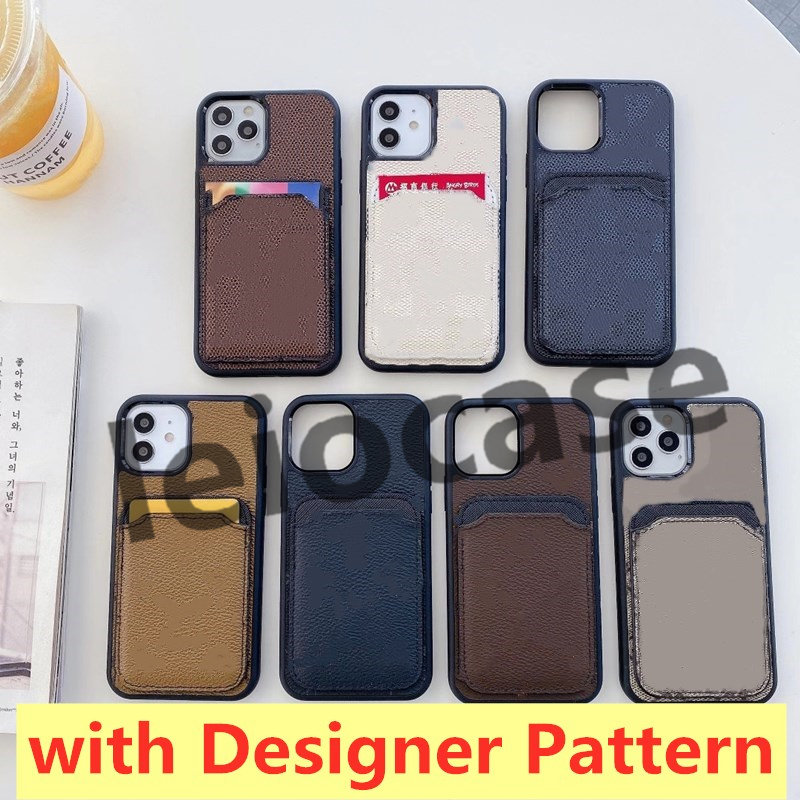 

Fashion Phone Cases for iphone 13 13pro 12pro 12 11 pro max XS XR Xsmax 7 8 plus Top Quality Leather Card Pocket Designer Luxury Cellphone Cover, Black flower