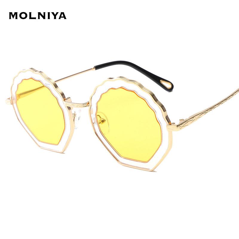 

Sunglasses Anti-UV Women Metal Irregular Petal Sun Glasses Gradient Lens Eyewear UV400 Masculino