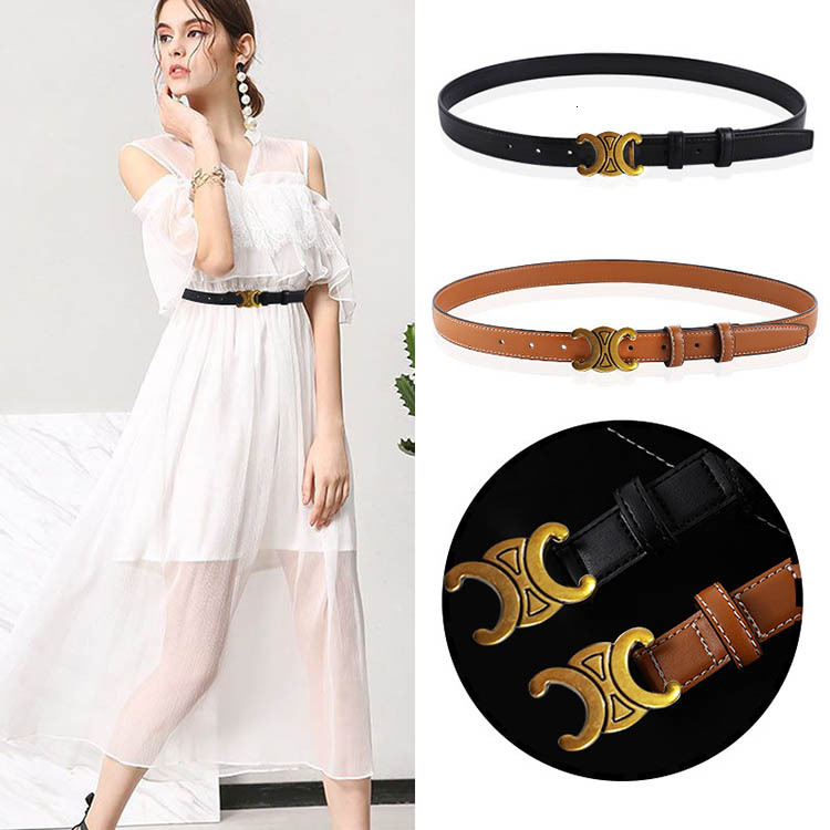 

Wanghongfeng Denim Leather Arc De Triomphe Sailin Thin Women's Decorative Belt, Black