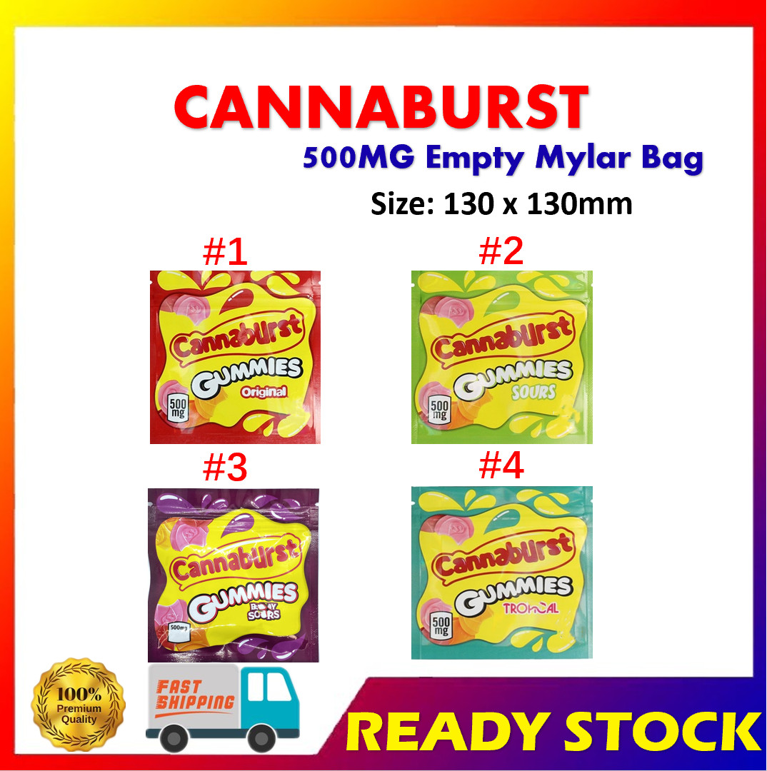 

4 types 500mg Cannaburst packaging mylar bags empty edible gummmies package bag smell proof resealable zipper pouch Electronic Cigarettes dhl