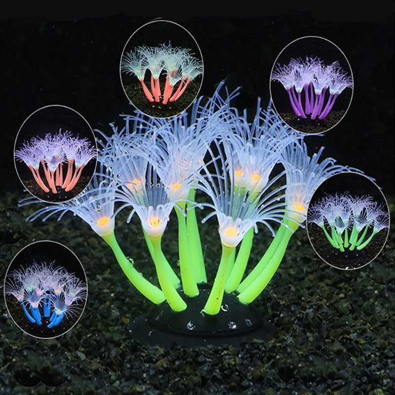 

Decorations Silicone Glowing Artificial Fish Tank Aquarium Coral Plants Underwater Ornament Simulation Aquatic Sea Decoration