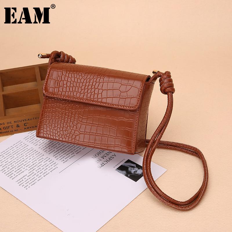 

[EAM] Women New Retro Crocodile Pattern Small PU Leather Flap Personality All-match Crossbody Shoulder Bag Fashion 2021 18A1440, Black