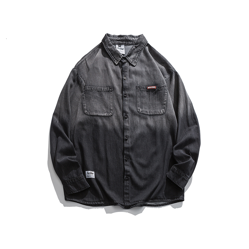 

2021 Spring Summer New Cotton Gradual Change in Shirts for Men Casual Fashion Tops Clothes Zdjd, Black pigment