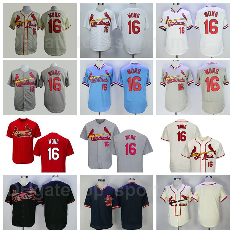 

Retror 1985 Vintage Baseball 16 Kolten Wong Jersey Pullover Team Flexbase Cool Base Cooperstown Red White Grey Blue Beige Retire Men