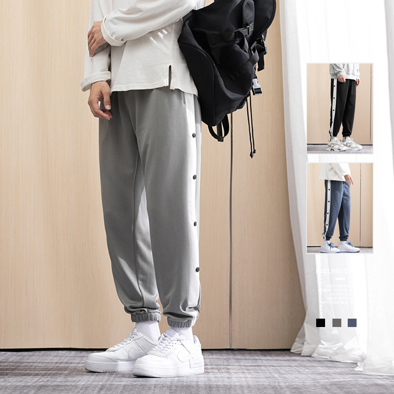 

New 2021 Brand Sweatpants Men Clothing Joggers Cargo Pants Plus Size Buttons Harajuku Homme High Quality Korean Style Casual Clothes 1qnc, Blue