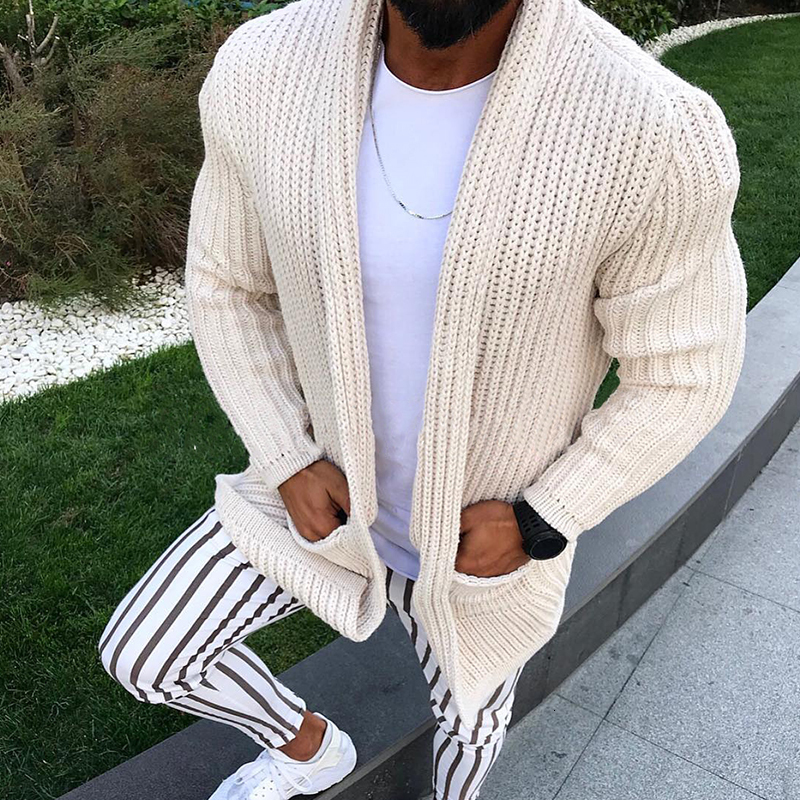 

2021 Fashion Casual Mesh Shirts Cardigans Thin Pocket Adjustment Long Sleeve Solid Color Warm Winter Tricot Jacket Streetwear Male Ju8k, Black