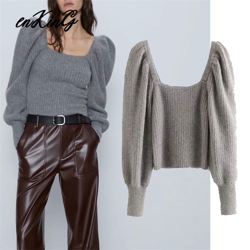 

indie folk vintage za sweater women casual lantern sleeve oversize sweaters pull femme pullovers tops 210628, Gary
