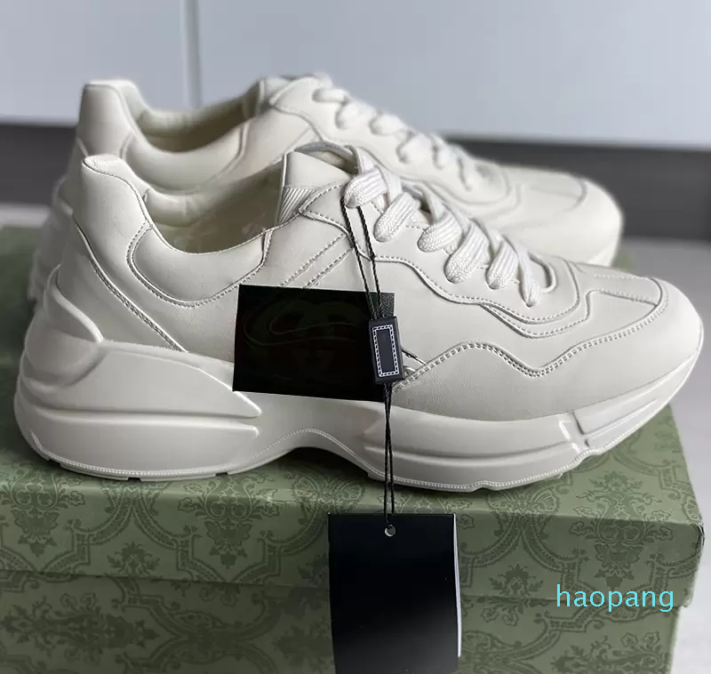 

Luxury-Women's Rhyton Sneakers Men Shoe Leather Platform Sneaker Trainer Printing Mickey Mouse Old Dad Shoes, Color 3