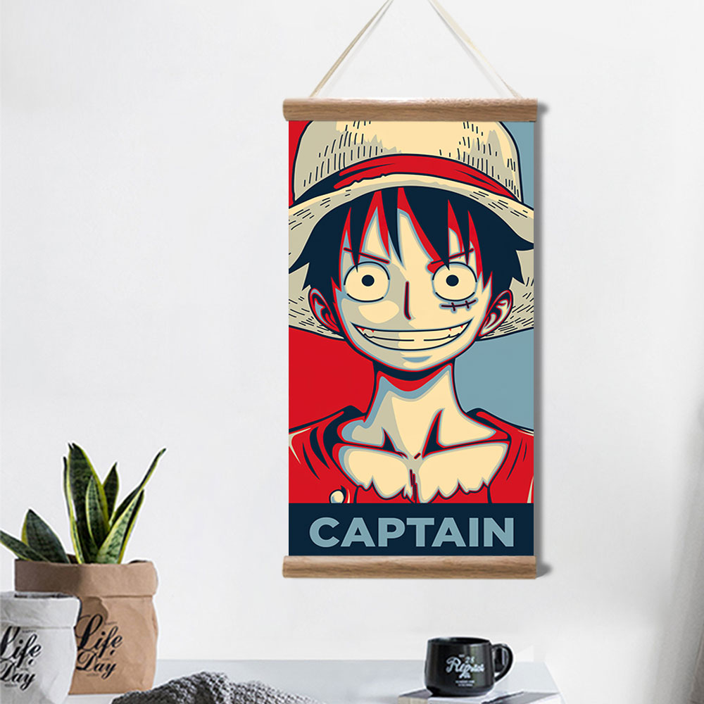 

Wholesale Japanese Anime Posters Luffy Zoro Sanji One-piece Hanging Canvas Scroll Paintings Wall Art Pictures for Living Room Home Decor