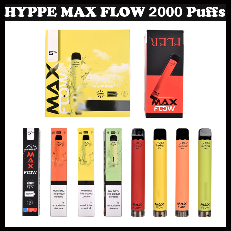 

US Warehouse Delivery E cigarettes Hyppe Max Flow Disposable Vape Pen Starter Kits 900mAh Battery Pre Filled 6.0ml Oil Device smoking Pod 2000 Puffs
