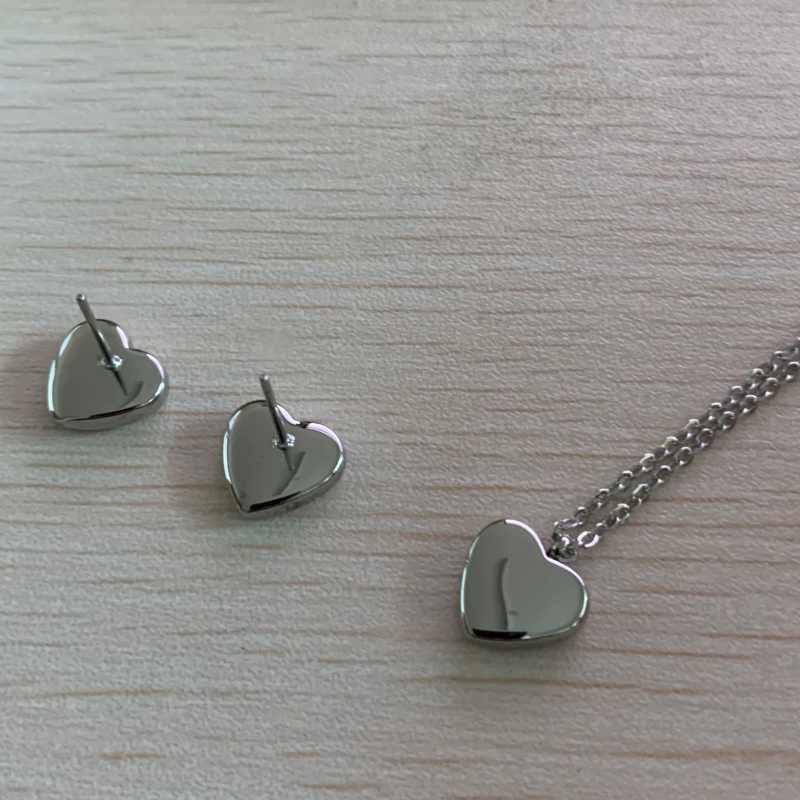 

New High Polished Classic Design Women Earrings Necklace Stainless Steel Gold Silver Rose Sets Heart Love Pendant Fashion Sets Wholesale