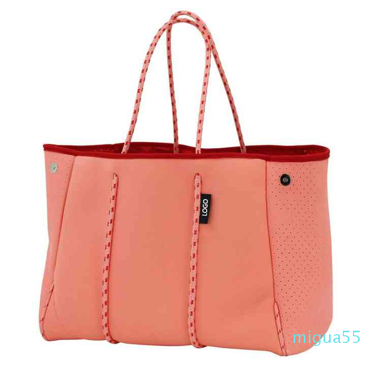 

Large Capacity Neoprene Tote Handbag Beach Bag For Women, Red-xl