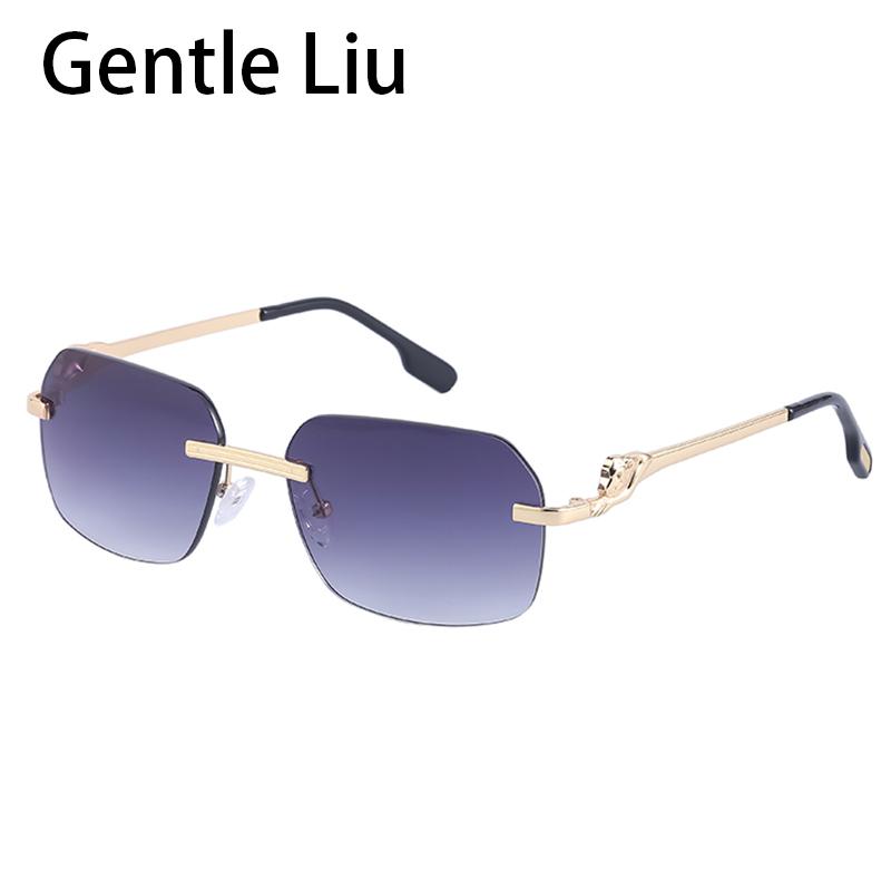 

Sunglasses Fashion Rimless Rectangle Women Retro Square Designer Sun Glasses Men Trend Frameless Eyeglasses UV 400