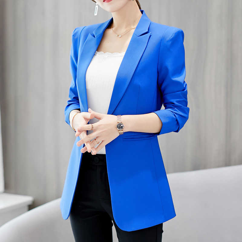 

Women's suit jacket autumn and winter fashion wild large size small casual slimming solid color trend ladies 210527