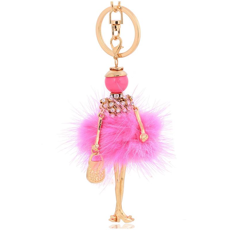 

Keychains Statement Women Bag Fur Fashion Car Key Ring Charm Cute Pompons Chain Keyring Pendant
