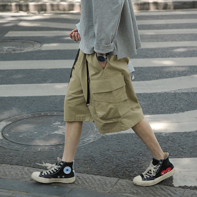 

2021 New Summern Men's Tooling Harem Cotton Casual Male Jogger Shorts Multi-pocket Loose Beach Khaki/black Gym Short -xl M9yu