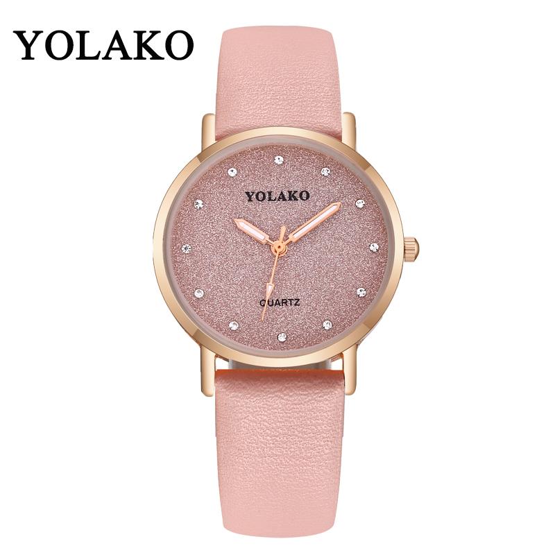 

Wristwatches Luxury YOLAKO Brand Leather Quartz Women's Watch Ladies Fashion Women Clock Relogio Feminino Masculino, Blue