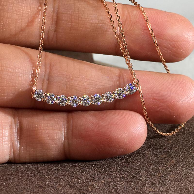 

Pendant Necklaces CAOSHI Luxury One Row Round Cubic Zirconia Necklace For Women Simple Design Neck Jewelry Rose Gold Color Accessories