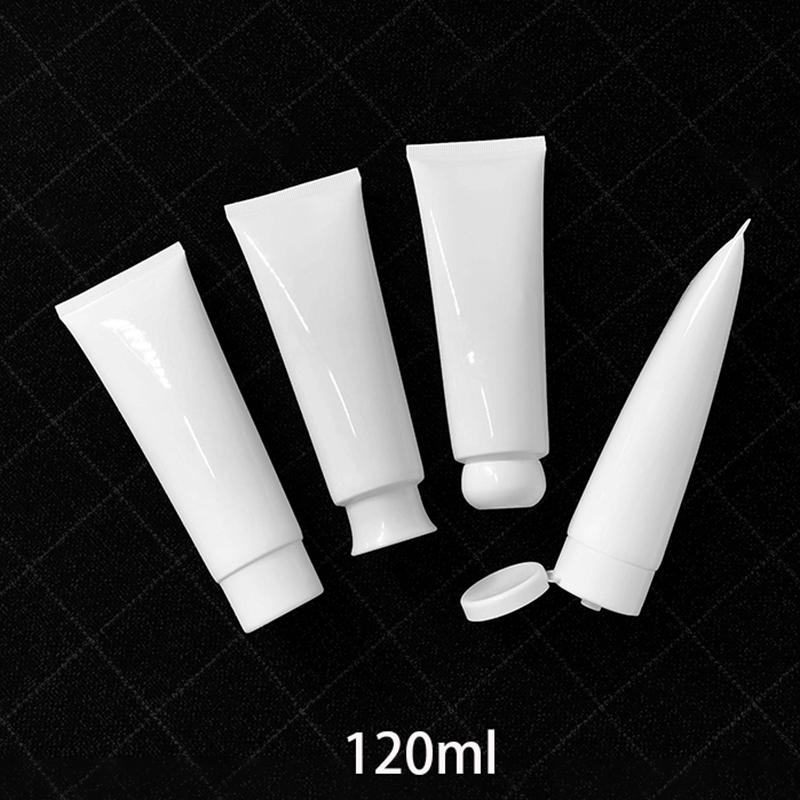 

120g White Empty Plastic Container 120ml Cosmetic Squeeze Bottle Face Lotion Hand Body Cream Packaging Tube Travel Free Shipping