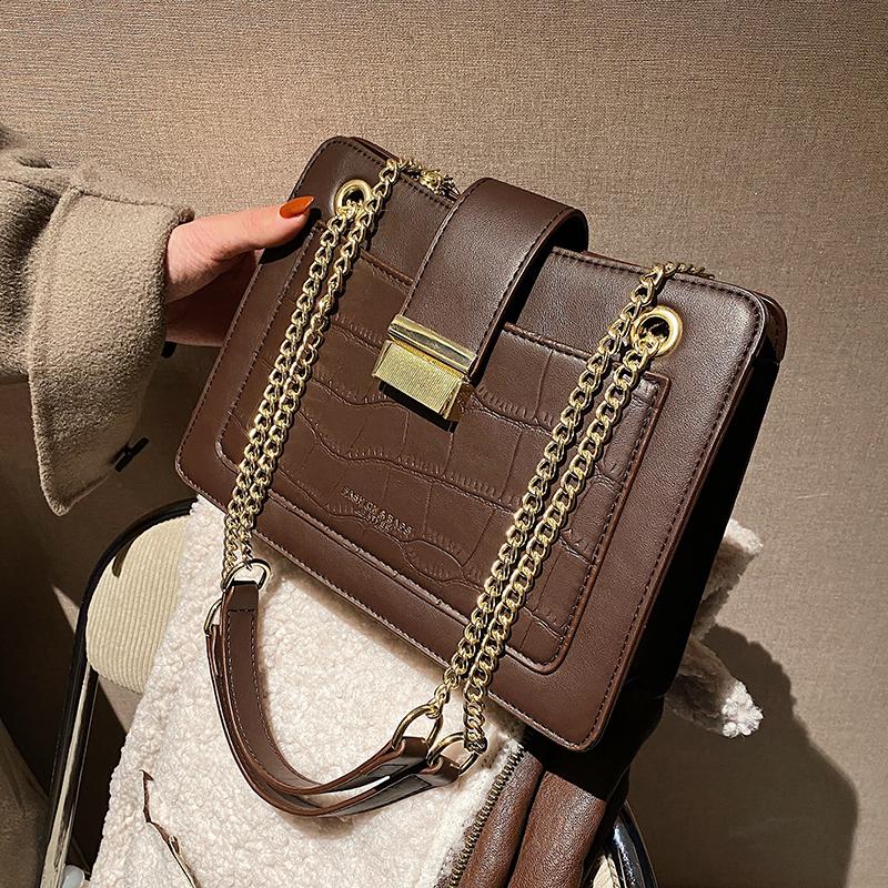 

Niche Design High-end Handbags 2021 New Fashion Chain Crossbody Shoulder Bag Square Bag Underarm Dual-use Width: 25.5cm, Beige