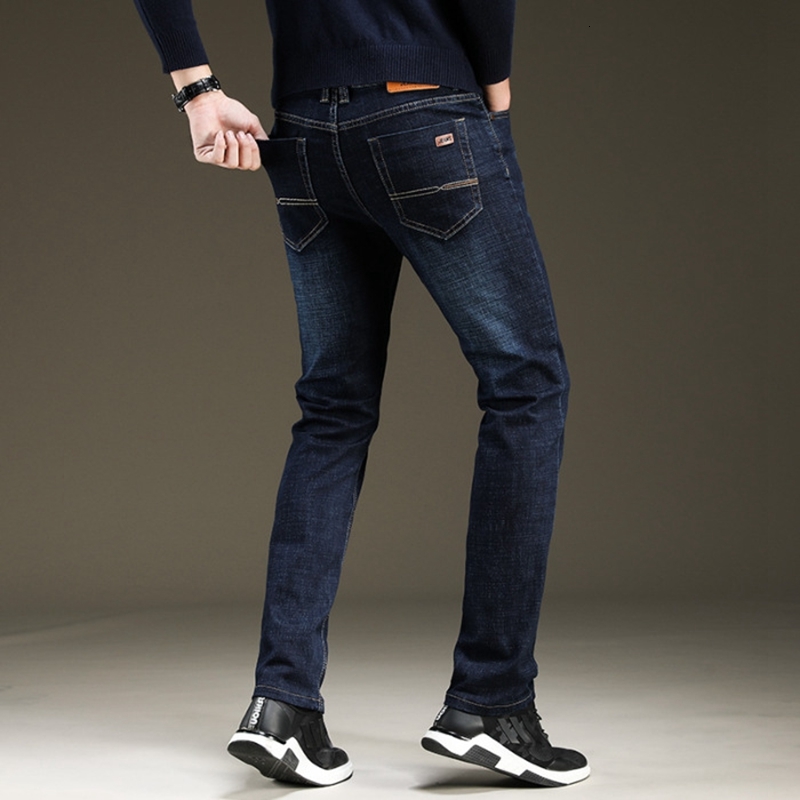 

2021 New Men's Slim Elastic Fashion Business Classic Style Ny Denim Trousers Male 4q48, Blue