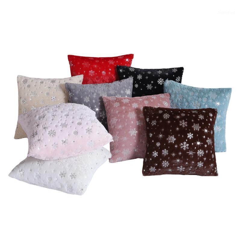 

Cushion/Decorative Pillow Decorative Pillows 45x45cm Silver Snowflake Cushion Cover Plush Throw Case Seat Sofa Bed For Living Room