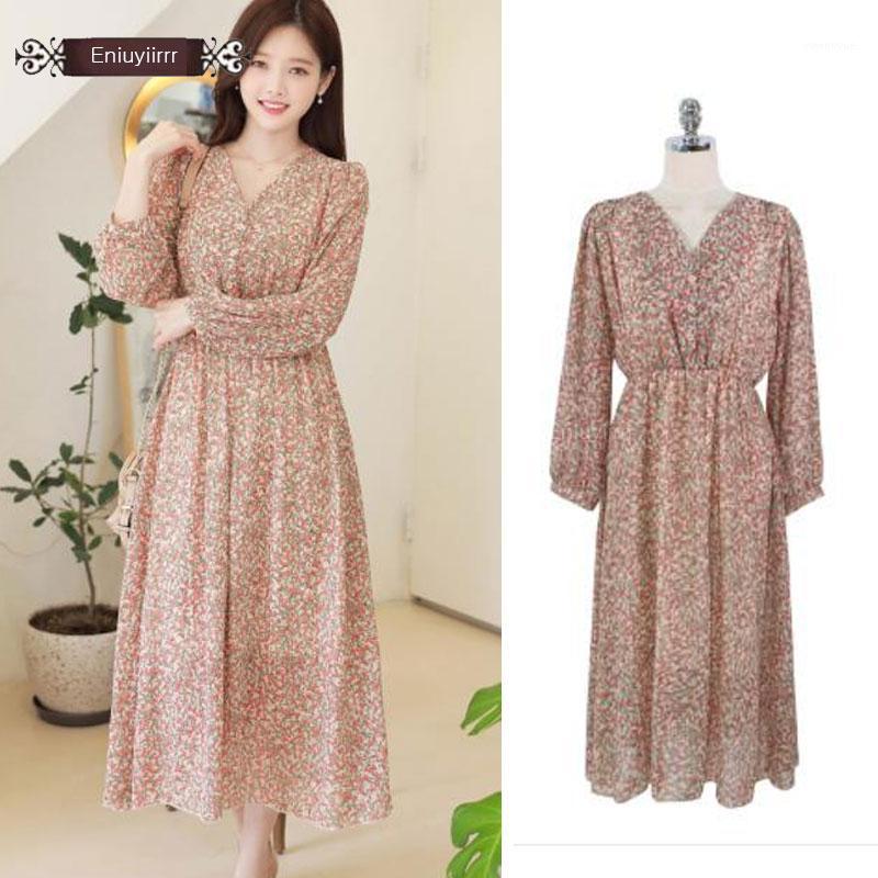 

Casual Dresses Vintage  Korea Style Design Temperament Lady Long Sleeve Slim Waist A Line Date Ladylike Shirt Dress E105, Red