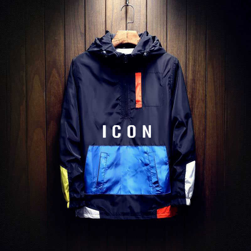 

Windbreaker jacket men's spring and autumn jacket men's light street style outdoor casual jacket hooded design sportswear X0621, Gray white-02