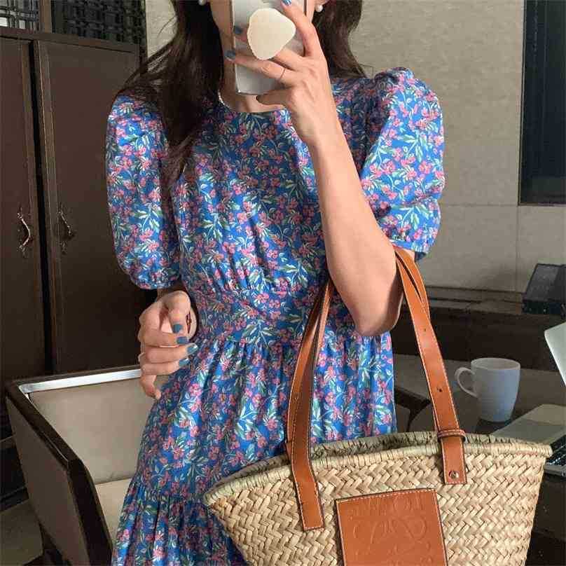 

A-Line Florals Casual Printing Vintage Femme Chic Party Retro Loose-Fitting Short Sleeves Dresses Vestidos 210525, Orange