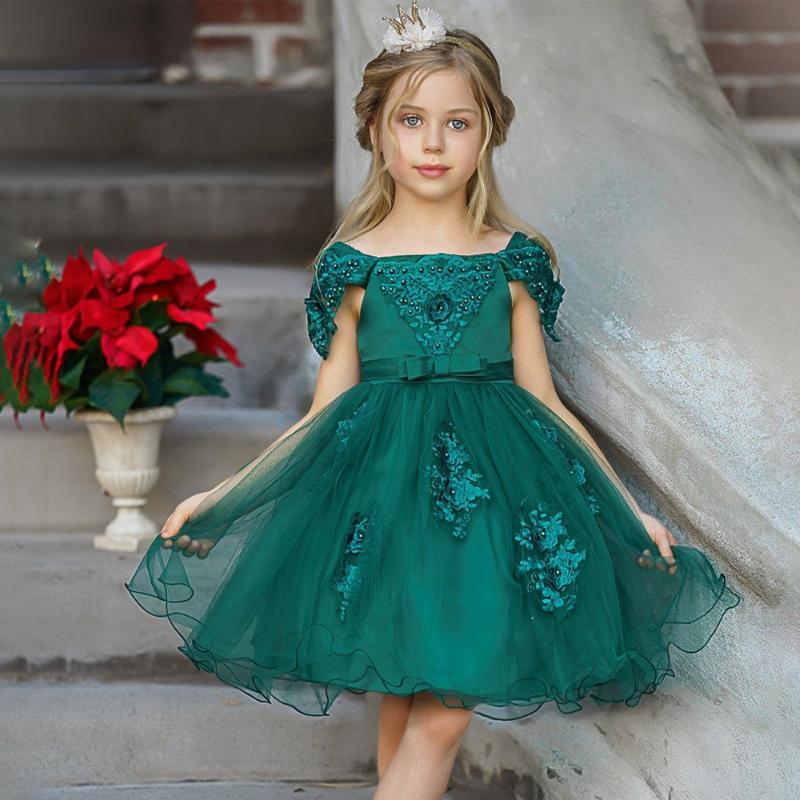 

Girl's Dresses 2021 Flower Weddings Princess Dress For Girl Evening Birthday Ball Gowns Party Children Bridesmaid Kid Clothes Costume, Red;yellow