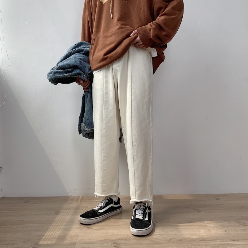 

2021 New Men's Fashion Casual Baggy Homme Jeans Cargo Pocket White/green/black/khaki Pants Biker Denim Loose Trousers S-2xl Js1n