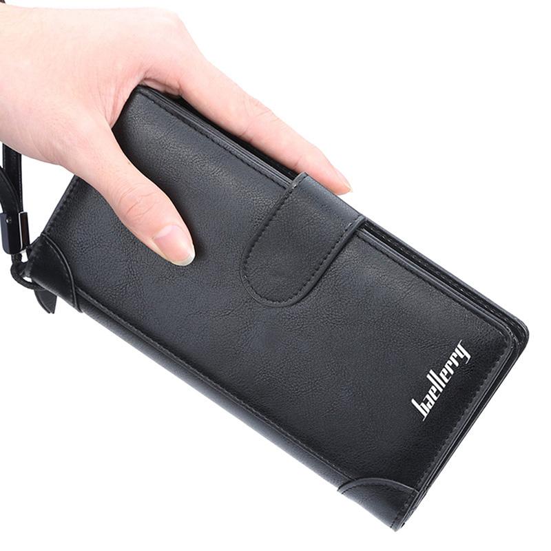 

Wallets Business Wallet For Men 2021 Hombres Pouch Luxury Clutch Classic Long Card Holder Male Purse Quality Material, Black