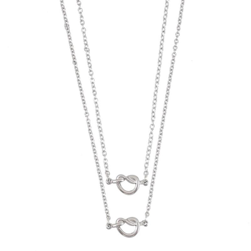 

Chokers 2 Pcs Stainless Steel Charm Knot Heart Pendants Necklaces For Sister Friend Necklace Friendship Jewelry Gifts